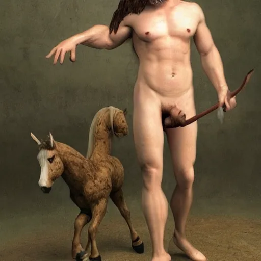 Prompt: a completely hairless centaur