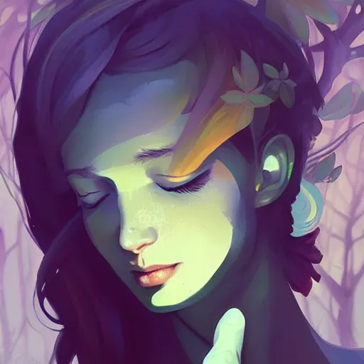 Image similar to painting forest nymph smooth face median photoshop filter cutout vector, behance hd by jesper ejsing, by rhads, makoto shinkai and lois van baarle, ilya kuvshinov, rossdraws global illumination