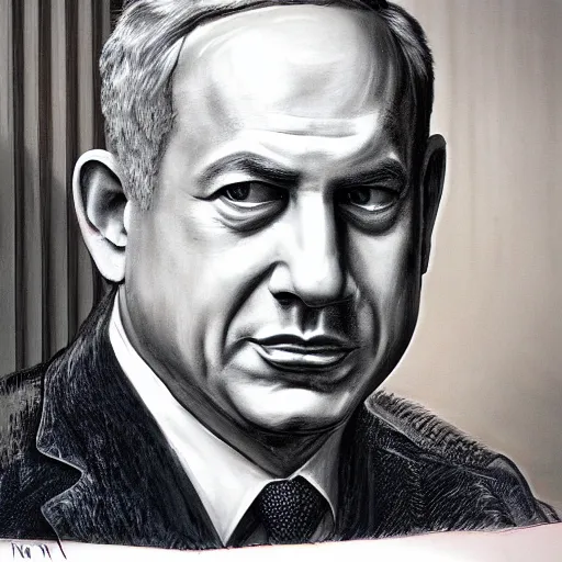 Image similar to a portrait of benjamin netanyahu by wayne barlowe