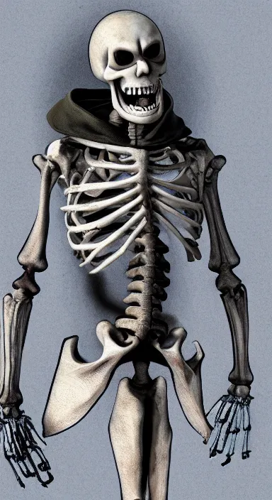 Prompt: Sans from Undertale as a photorealistic skeleton
