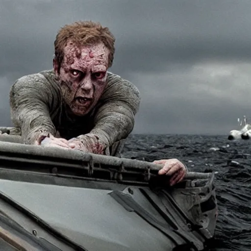 Image similar to a movie by Ridley Scott showing zombies over running a nuclear submarine