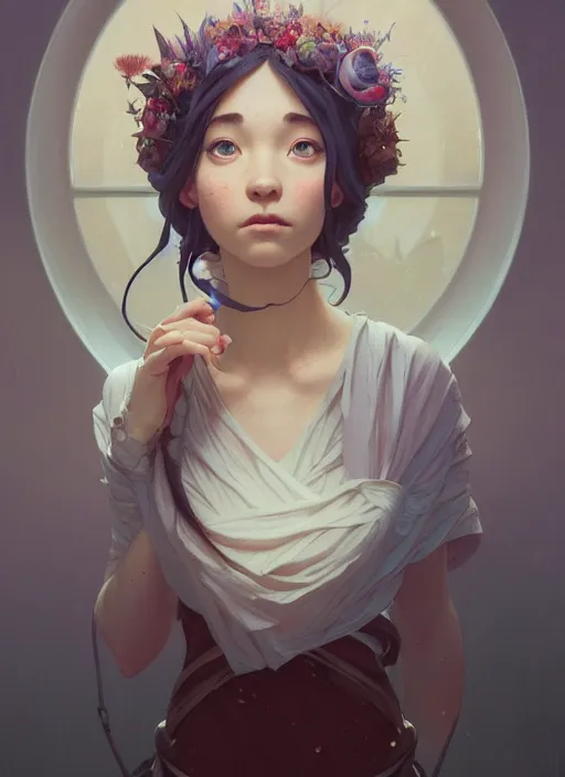 Image similar to highly detailed portrait of calliope mori, stephen bliss, unreal engine, greg rutkowski, loish, rhads, ferdinand knab, makoto shinkai and lois van baarle, ilya kuvshinov, rossdraws, tom bagshaw, alphonse mucha, global illumination, radiant light, detailed and intricate environment