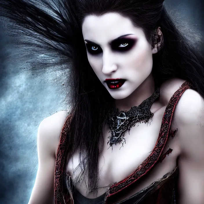 Prompt: photo of a very beautiful!! vampire warrior queen, highly detailed, 4 k, hdr, smooth, sharp focus, high resolution, award - winning photo