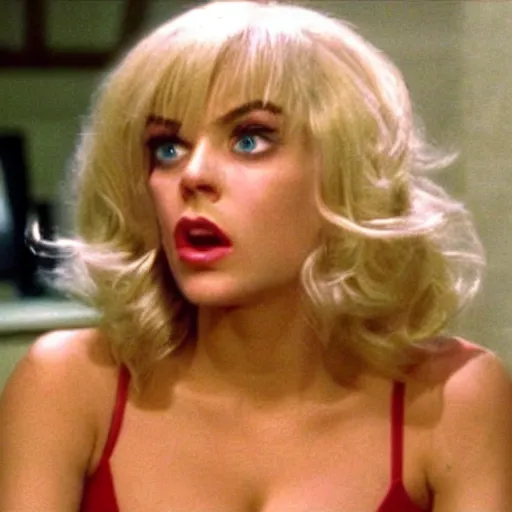 Prompt: disgusted blonde woman reaction image, movie still