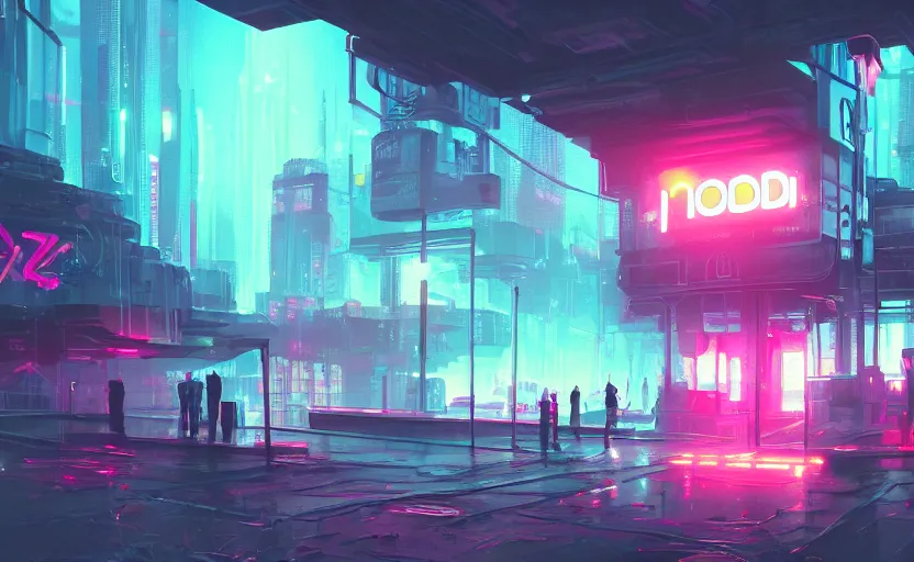 Image similar to playing area, indoot, neon lights, cyberpunk, highly detailed, digital painting, architecture, artstation, concept art, sharp focus, illustration