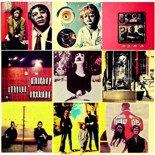 Prompt: 1969 album cover for the band “O” , collage of LIFE magazine images from the 60s.