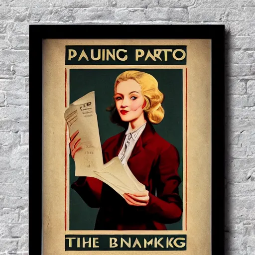 Image similar to portrait of a charming blonde young lady holding the communist manifesto in her hand, by james gurney, vintage poster style