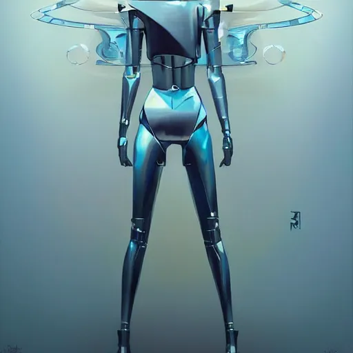 Prompt: scifi futurism automaton minimalism chrome by peter mohrbacher art Hajime Sorayama airbrush hyperrealism model abstract shatter fragments cubism futurism pastel blue soft flat minimal