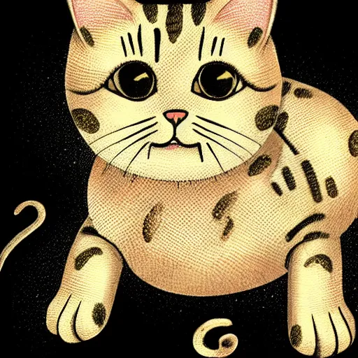 Image similar to Terence Greer illustration of a cute cat