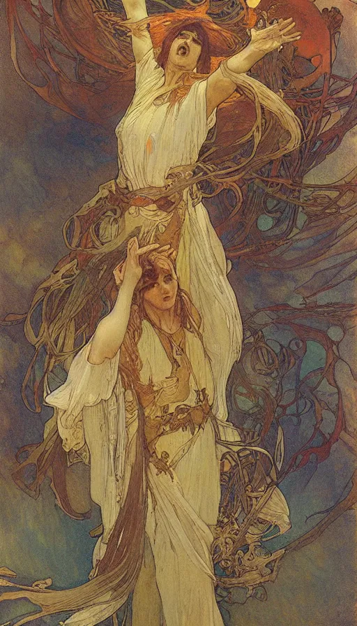 Image similar to rage, by alfons maria mucha