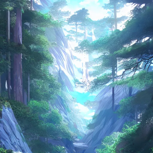 Prompt: far deep drop, to the sky to the top, lakes we cross to see the trees, lost and gone, suffer disease, trending on artstation, anime style 4 k