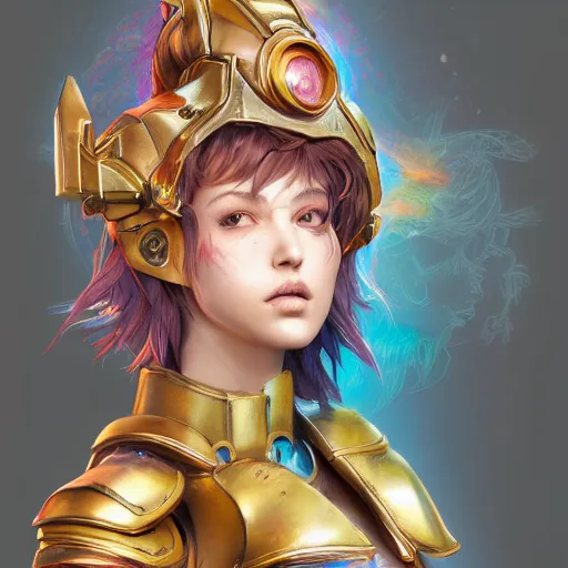 Image similar to studio portrait of lawful good colorful female holy mecha paladin absurdly beautiful, elegant, young sensual graceful woman, ultrafine hyperrealistic detailed face illustration by kim jung gi, irakli nadar, intricate linework, sharp focus, bright colors, matte, octopath traveler, final fantasy, unreal engine highly rendered, global illumination, radiant light, intricate environment