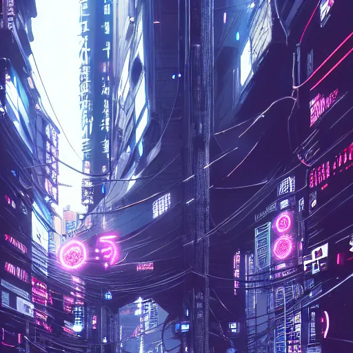 Image similar to Perfect circle portal leading to a vast neon cyberpunk Tokyo in style of Tsutomu Nihei. Cyberpunk, vertical symmetry, 8K, Highly Detailed, Intricate, Vivid.