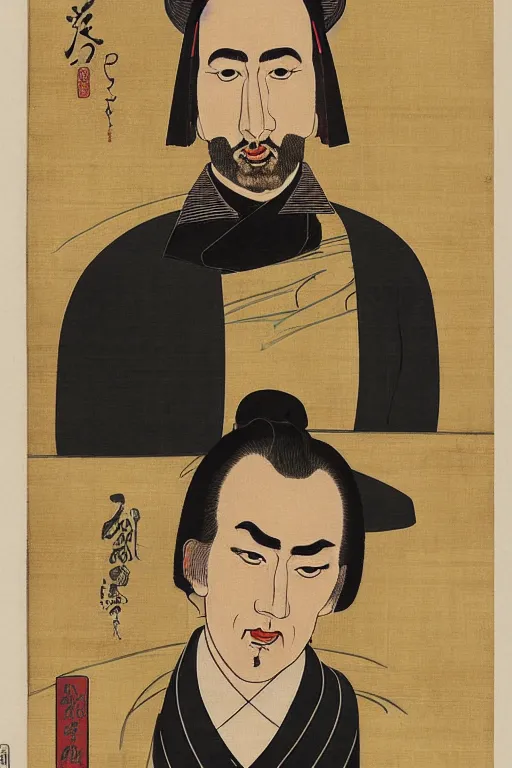 Image similar to Portrait of Nicholas Cage in Ukiyo-e style
