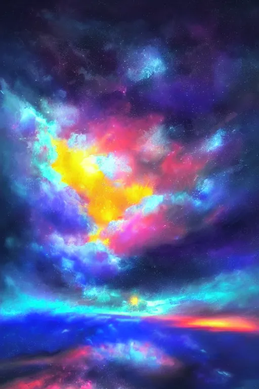 Prompt: digital painting beautiful glossy art cosmic sky