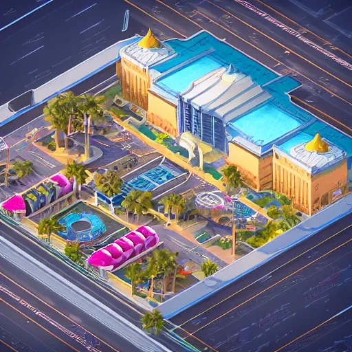 Image similar to isometric webdesign icon for casino desert oasis, las vegas, 3d render, high details, cinematic, by Artgerm, tooth wu, dan mumford, beeple, wlop, rossdraws, James Jean, Andrei Riabovitchev, Marc Simonetti, yoshitaka Amano, Artstation