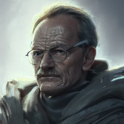 Prompt: portrait of a man by greg rutkowski, chancellor or the galactic alliance, he looks like brian cranston, star wars expanded universe, he is about 6 0 years old, wearing chancellor clothes of the galactic alliance, highly detailed portrait, digital painting, artstation, concept art, smooth, sharp foccus ilustration, artstation hq