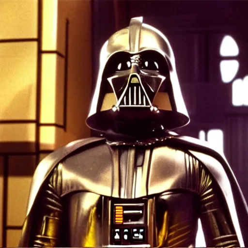 Image similar to movie still of c 3 po as darth vader star wars ( 1 9 7 7 )