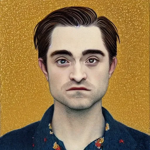 Prompt: “ robert pattison portrait by ikenaga yasunari and ayana otake and ko rakusui, drawing, realistic, sharp focus, japanese, dreamy, nostalgia, faded, golden hues, floral clothes ”