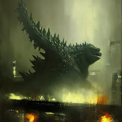 Image similar to godzilla by jeremy mann