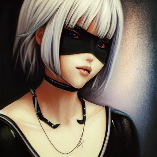 Image similar to realistic painting of 2B