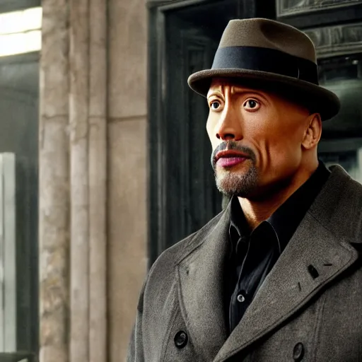 Prompt: dwayne johnson as sherlock holmes examine the evidence, cinematic scene