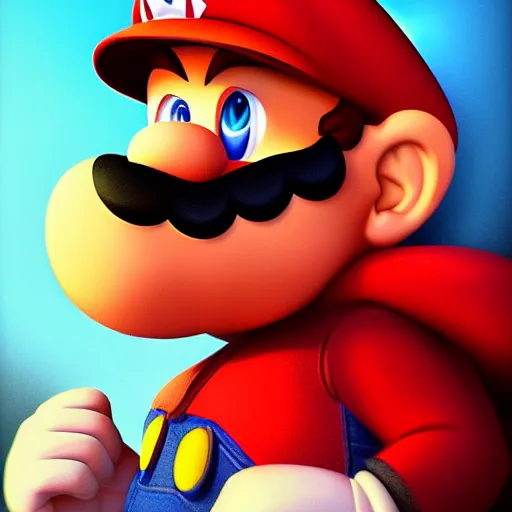 Image similar to mario by artgerm face by wlop, dramatic pose