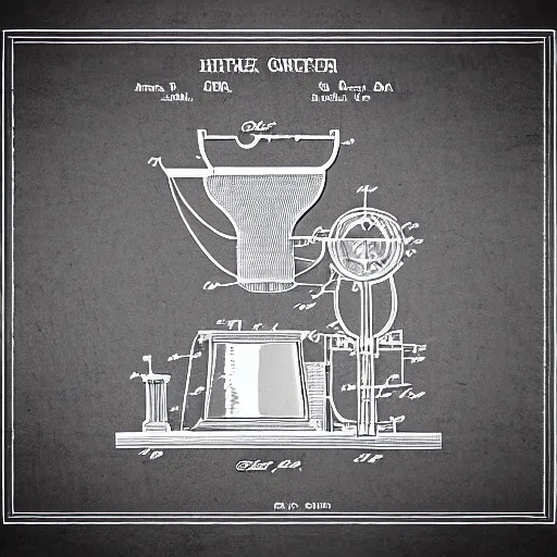 Image similar to plans for a horse - drawn coffee grinder in the style of thomas edison. patent filing. detailed. hd
