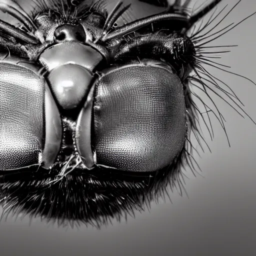 Prompt: a macro photograph of a fly with the head and face of donald trump