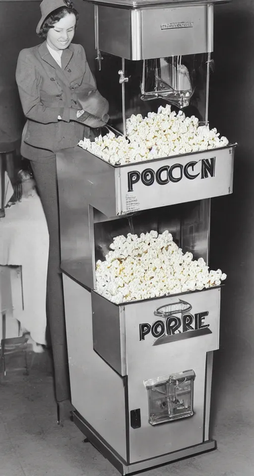 Prompt: Popcorn machine of 1940