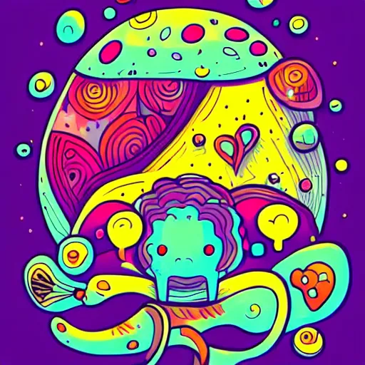 Image similar to colorful kerby rosanes style art, doodle, colorful doodles, artstation, dribbble, pinterest, white background