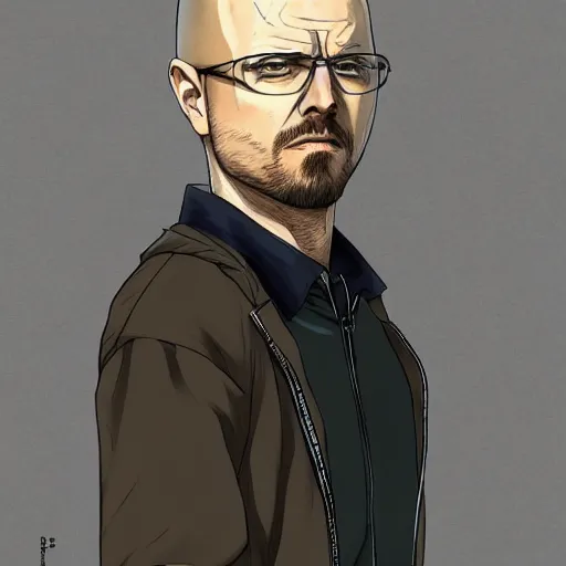 Prompt: portrait of jesse pinkman cosplaying walter white, anime fantasy illustration by tomoyuki yamasaki, kyoto studio, madhouse, ufotable, trending on artstation