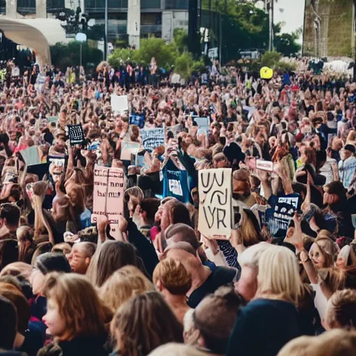 Image similar to man at concert waving placard, stating we love you stevie wonder