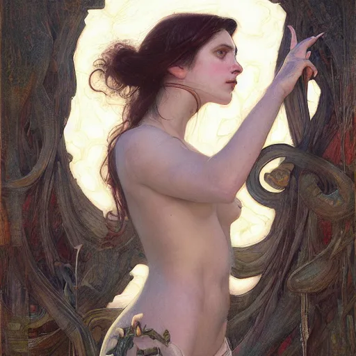 Prompt: a painting in the style of tom bagshaw, and in the style of donato giancola, and in the style of john william waterhouse.