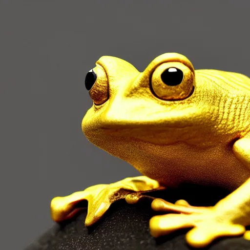 Prompt: photograph of a golden frog - shaped hat