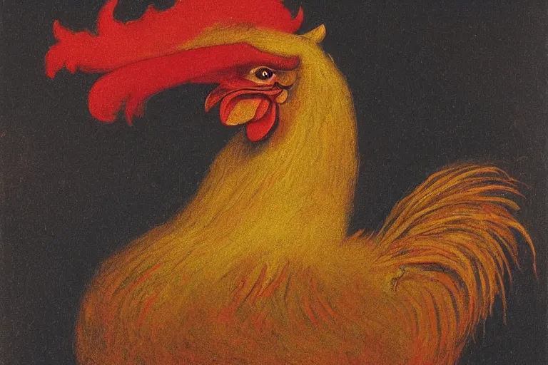 Prompt: illustration of a rooster, by karl wilhelm de hamilton and rembrandt, lively colors, portrait, sharp focus