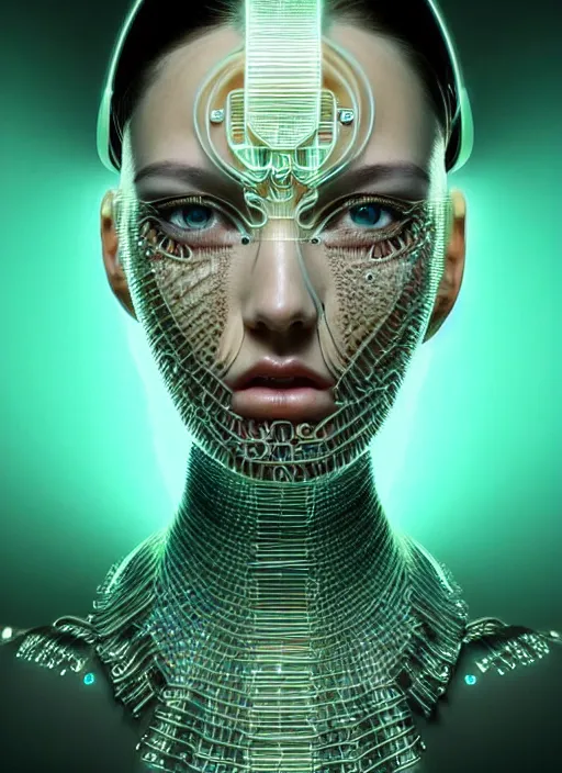 Image similar to a highly detailed long shot photo of very intricate female face portrait, futurism, rococo cyber neon lighting, detailed futuristic fibonacci jewelry, profile posing, hyper photorealistic, crispy quality, digital photography, trending in pinterest, cinematic, 4 k ultra hd, art by pascal blanche, art by greg rutkowski, art by artgerm,