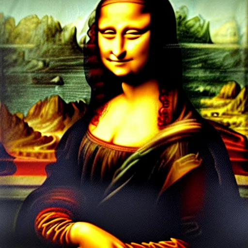 Image similar to mona lisa typing a text message on her iphone by leonardo davinci