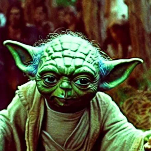 Image similar to yoda performing at woodstock