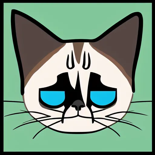 Prompt: cartoon illustration of a grumpy cat