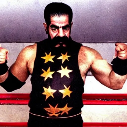 Image similar to saddam hussein as a mexican luchador