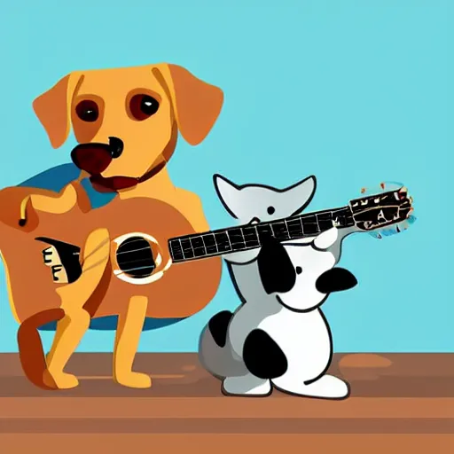 Prompt: dog playing a guitar, cool, rad, amazing, realistic