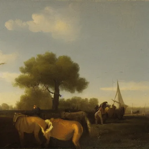 Image similar to a painting in the style of aelbert cuyp.