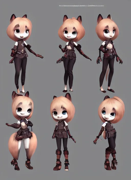 Image similar to female furry mini cute style, character adoptable, highly detailed, rendered, ray - tracing, cgi animated, 3 d demo reel avatar, style of maple story and zootopia, maple story cthulhu girl, dark cthulhu, dark skin, cool clothes, soft shade, soft lighting