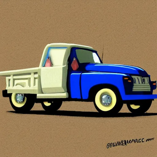 Image similar to flying pickup truck in the style of ralph mcquarrie