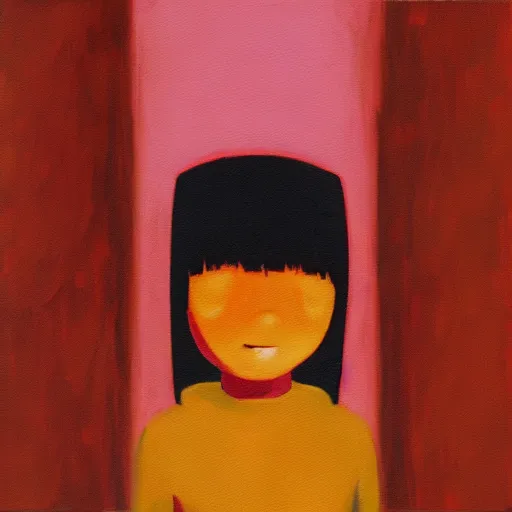 Prompt: expressive oil painting of the character madotsuki from the game yume nikki