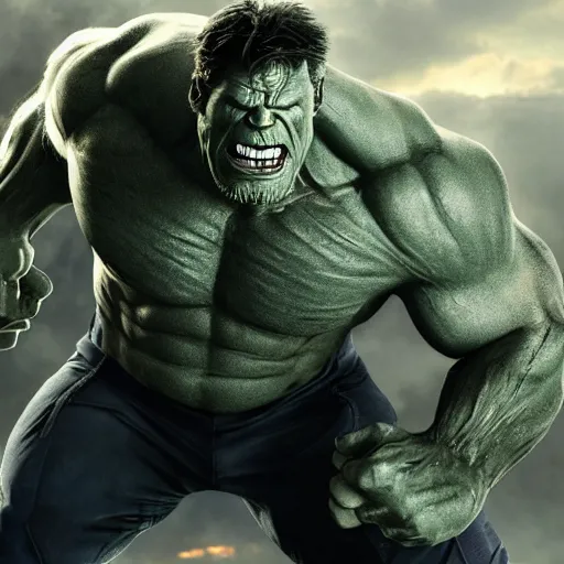 Image similar to a promotional screenshot of Grey Hulk appearing in Avengers: Infinity War