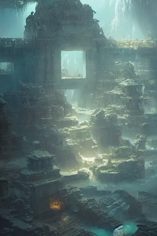 Prompt: marvellous lost city of atlantis, powerfull, intricate, elegant, volumetric lighting, digital painting, highly detailed, artstation, sharp focus, illustration, concept art, ruan jia, steve mccurry