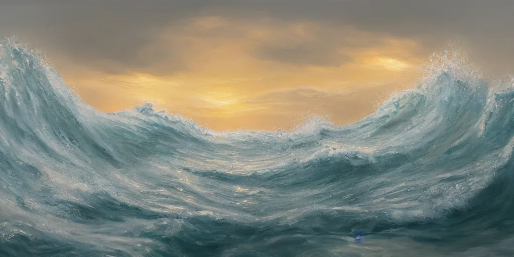 Image similar to wave, cinematic lighting, detailed oil painting, hyperrealistic, 8k