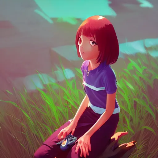 Prompt: portrait of a frog, field background, rich vivid colors, ambient lighting, dynamic lighting, 4k, HQ, official media, Makoto Shinkai, Ilya kuvshinov, Lois van baarle, rossdraws, detailed, trending on artstation